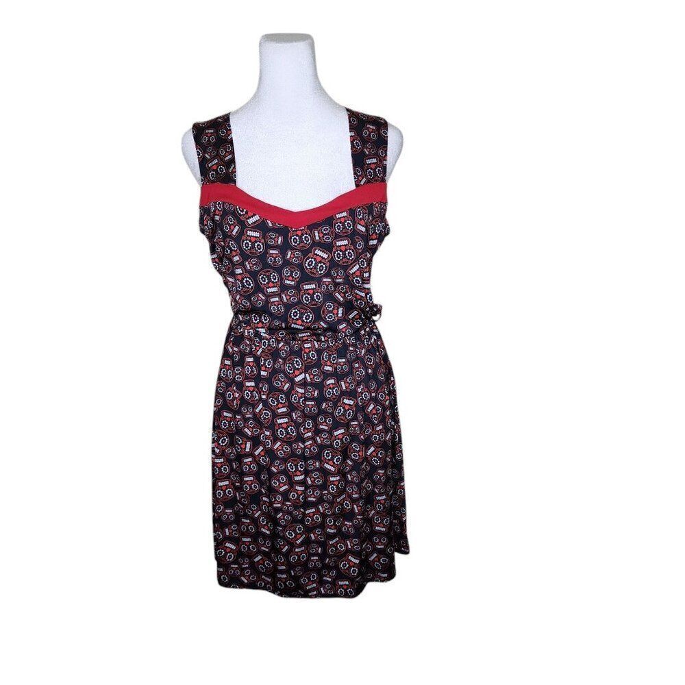 Folter Skulls Sleeveless Retro Rockabilly Dress Womens Size M Black